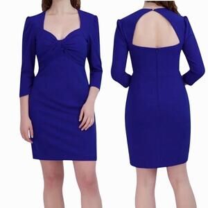 Julia Jordan Front Knot Long Sleeve Cutout Mini Dress - Cobalt Blue Sz 6 - $119